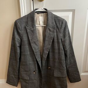 H&M Black and White Textured Blazer